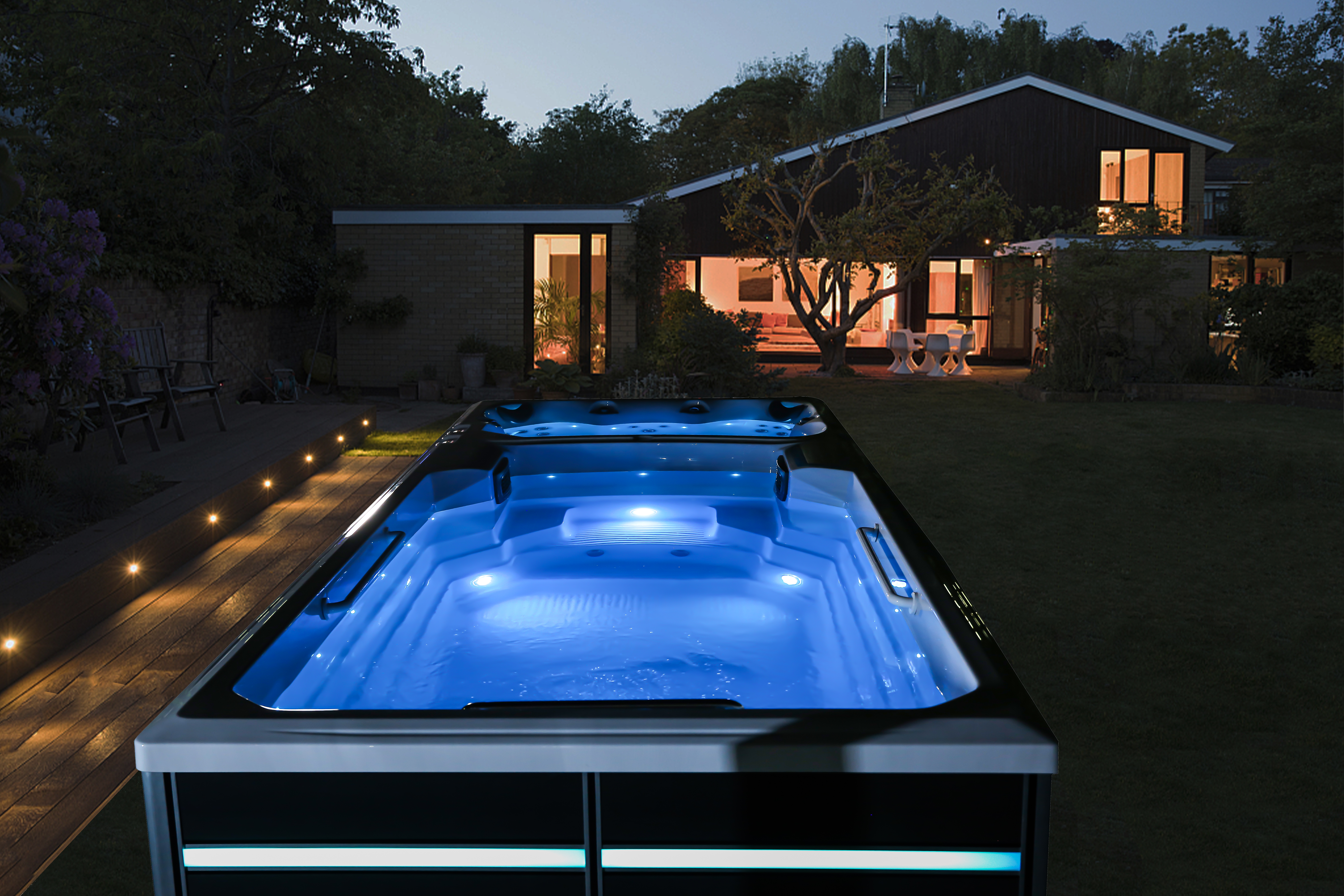 BG-6659 Luxury Large Swimming Spa Pool with Counter Currents Acrylic Whirlpool Swim Spa