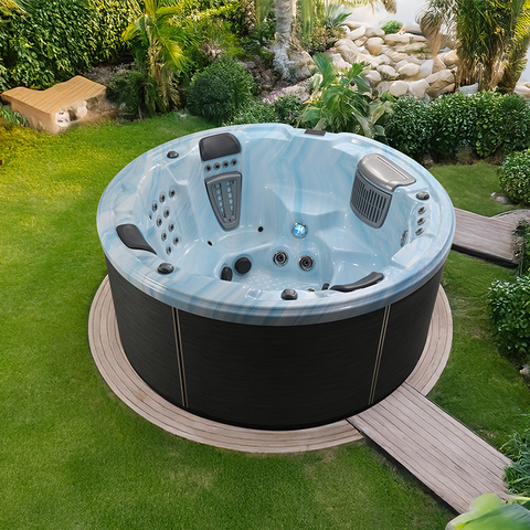 BG-8805 Bigeer 2025 Luxury Acrylic Round Cylinder Outdoor Hot Water Spa Bathtub