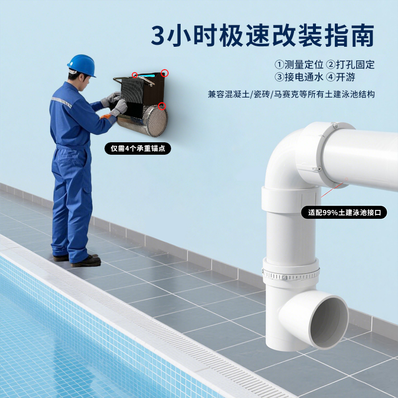 Bigeer 2025 New Stainless Steel Endless Pool Machine Jet Outboard Swimming Wave Machine Counter-Current Systems Swim Pool Tools