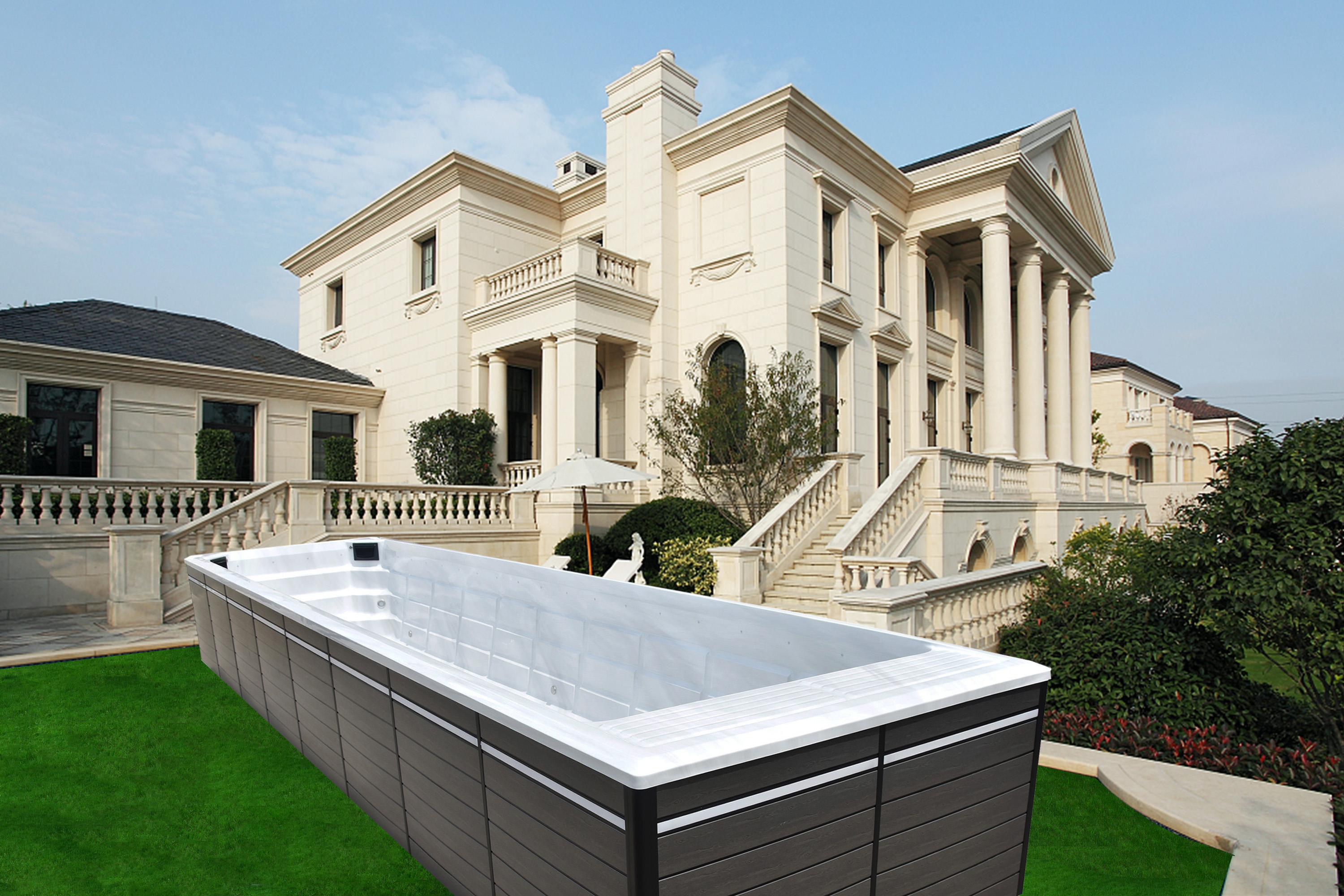 BG-6665 New design 11.8 Meters long pure swimming pool with laminar swimming machine