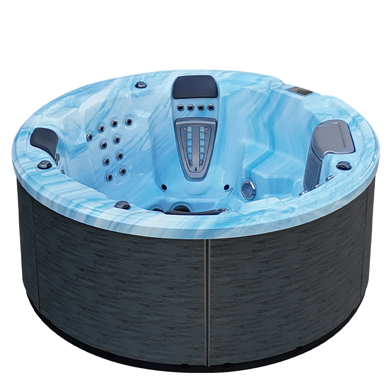 BG-8805 Bigeer 2025 Luxury Acrylic Round Cylinder Outdoor Hot Water Spa Bathtub