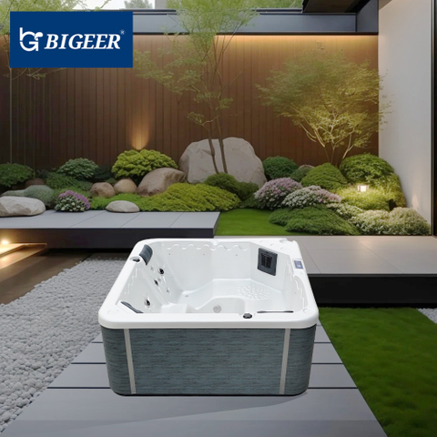 2025 Newly Upgraded One-Piece Skirt Panel Unique Internal Design BG-8819 Outdoor Whirlpool Acrylic Shell Garden Bathtub Hotels