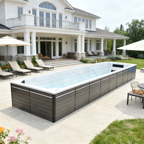 BG-6665 11.8m Luxury Extra Large Endless Swim Spa 5KW Electric Swimming Machine Aristech Acrylic Constant Temperature Swimming Pool for Villa Resort Hotel Club