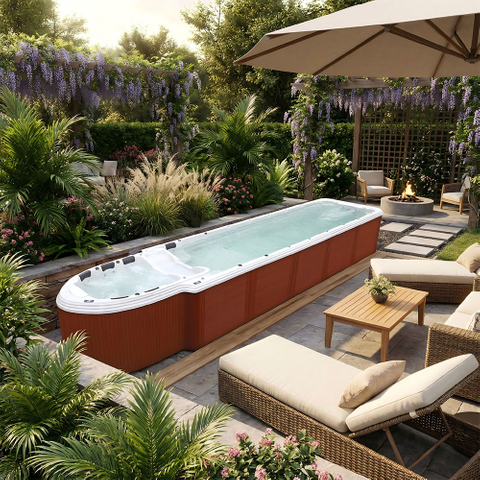 BG-6617 New Design 12 Meters Acrylic Swimming Pool Outdoor Swim Spa with Cover