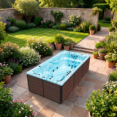 BG-6645 Swim Spa 2 Lounger 1 Seat Swim Spa 4500mm Outdoor Endless Swimming Pool